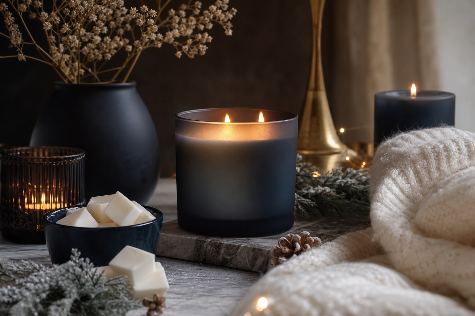 Warm Cozy Glow candle and home fragrance lifestyle scene
