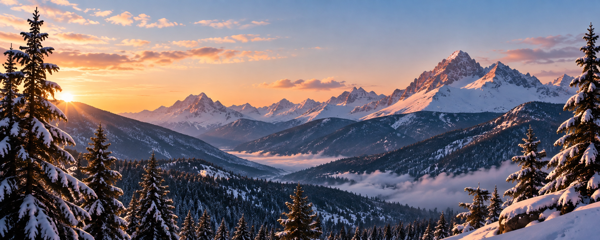 Snowy mountain landscape
